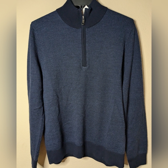 Brooks Brother Men's Blue SweaterExtra Fine Merino Wool Long Sleeve Pullover M